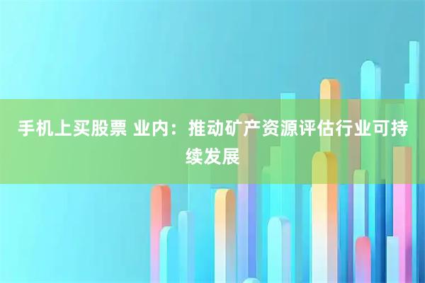 手机上买股票 业内：推动矿产资源评估行业可持续发展